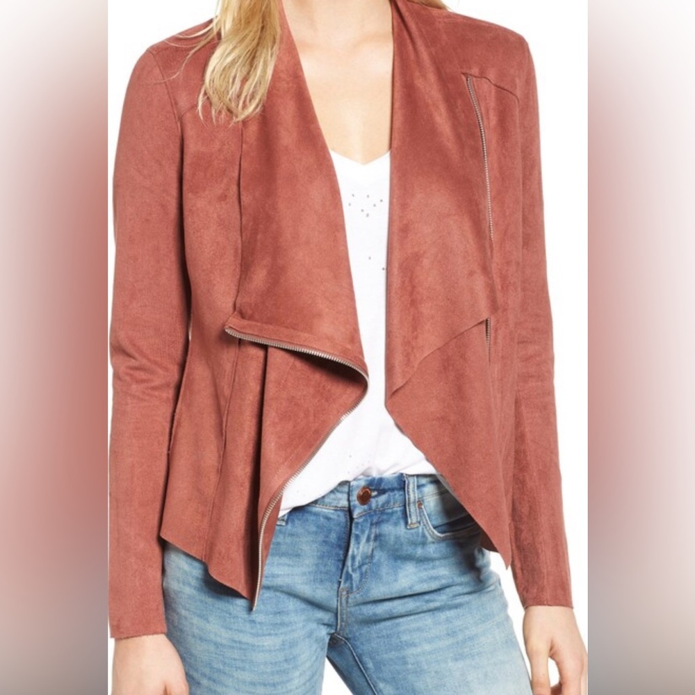 Blank NYC Faux Suede Drape Jacket - Warm Brown